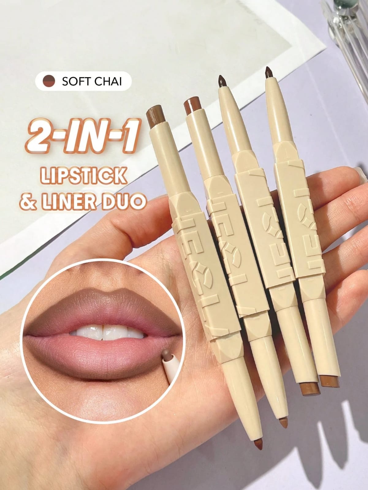 SHEGLAM Glam 101 Duo Rouge à LèVres & Crayon-Soft Chai Rouge