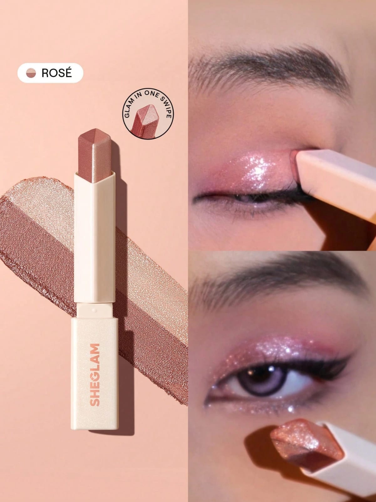 SHEGLAM Insta-Eyes Stick Ombre Bi-Tons-Rose Paillettes Marque De Beauté
